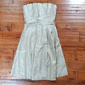 Priscilla of Boston gold thread pleated mini dress